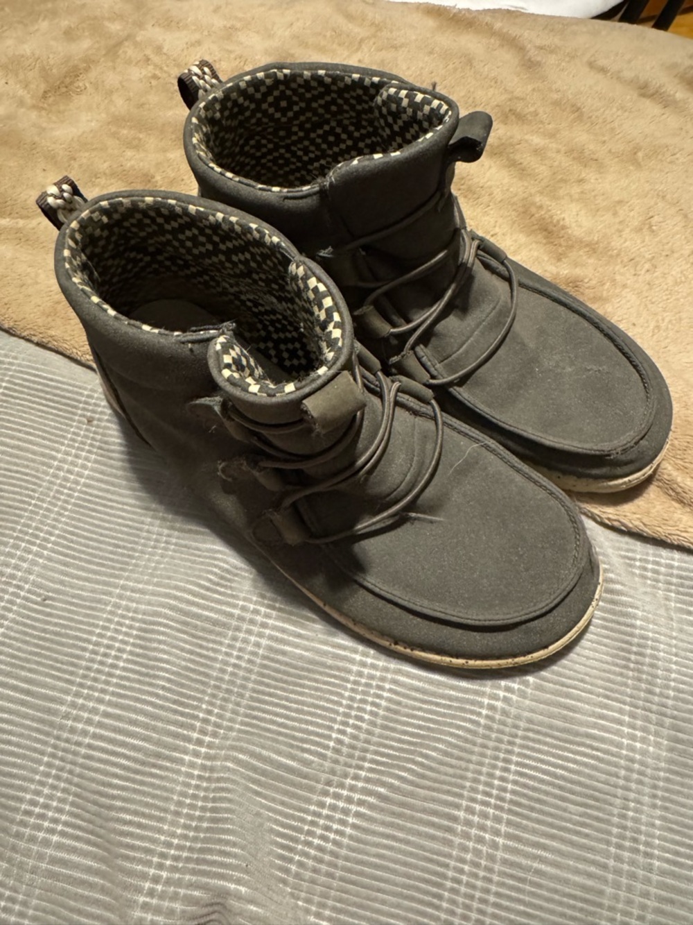 Women’s Hey dude Dark Gray Lace-Up Ankle Boots with Patterned Lining